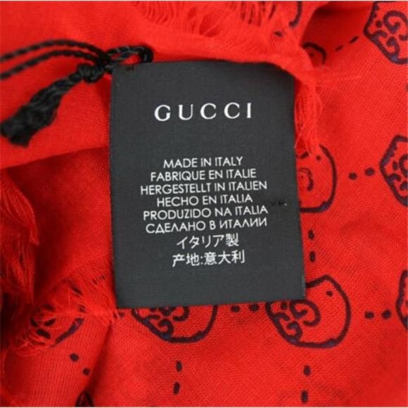 Gucci Ghost Red Silk GG Skull Print Large Square Scarf New Authentic - Picture 6 of 9